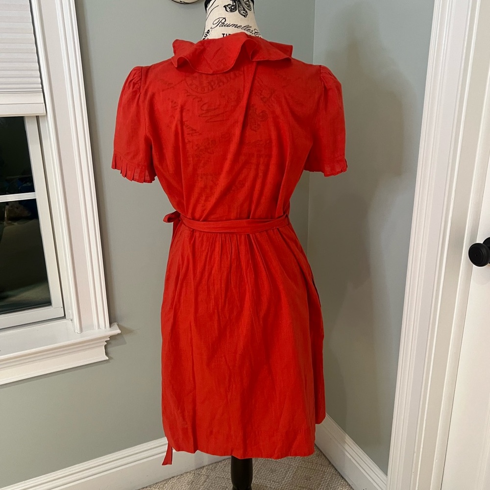 Nougat London Coral Ruffle Wrap Dress | Size 2 | Pockets | Like New - Picture 4 of 10